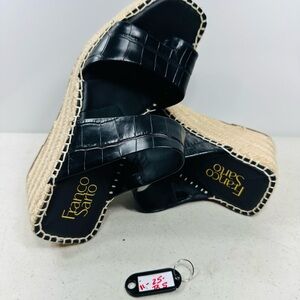 Franco Sarto Black and Tan Wedge Sandals size 8,5